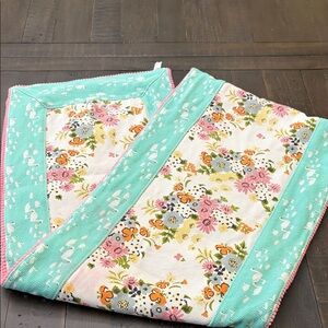 Matilda Jane Floral Cotton Quilt with Mint and Pink Trim
